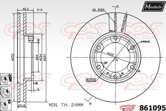 Maxtech 861130 - Тормозной диск autospares.lv