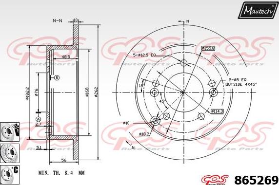 Maxtech 861218 - Тормозной диск autospares.lv