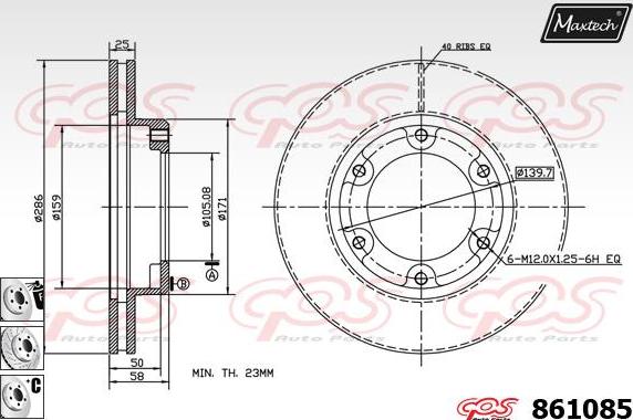 Maxtech 861228 - Тормозной диск autospares.lv