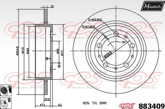 Maxtech 72946008 - Поршень, корпус скобы тормоза autospares.lv