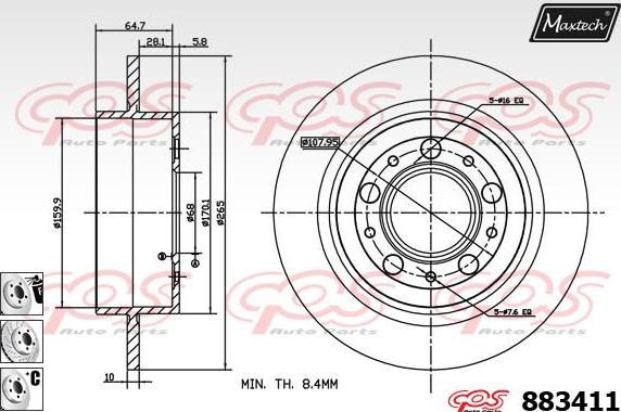 Maxtech 72946013 - Поршень, корпус скобы тормоза autospares.lv