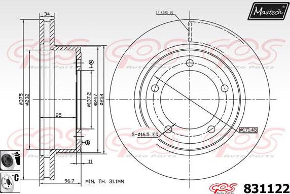 Maxtech 72948052 - Поршень, корпус скобы тормоза autospares.lv