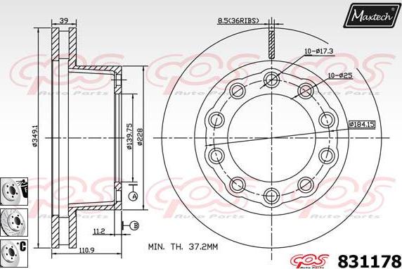 Maxtech 811232 - Тормозной диск autospares.lv