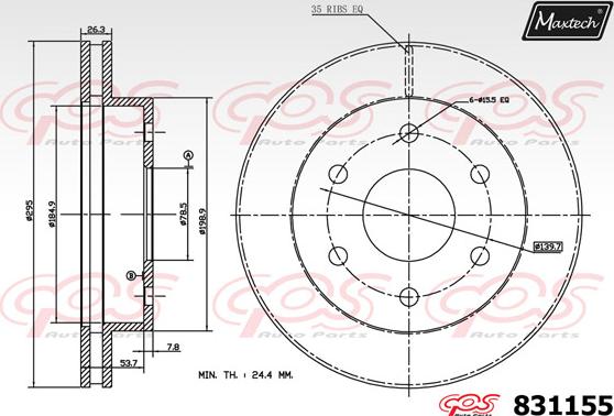 Maxtech 811224 - Тормозной диск autospares.lv