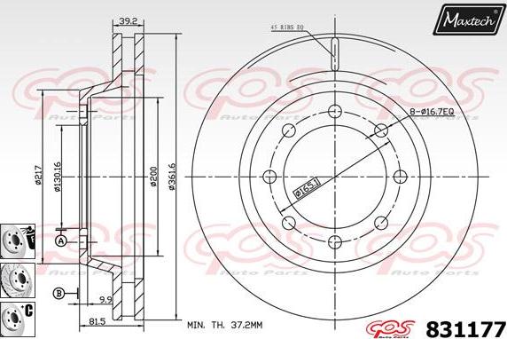 Maxtech 857152 - Тормозной диск autospares.lv