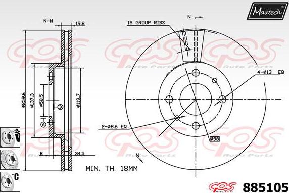 Maxtech 871130 - Тормозной диск autospares.lv