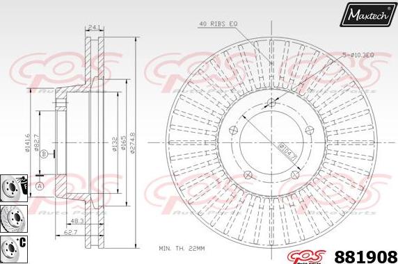 Maxtech 873557 - Тормозной диск autospares.lv