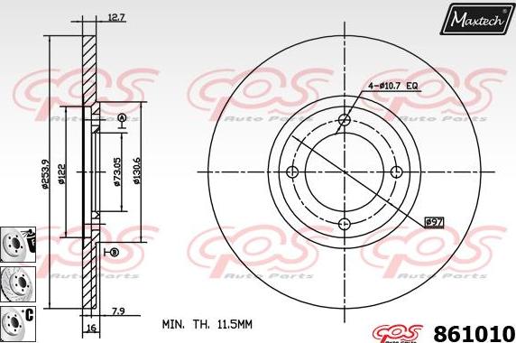 Maxtech 851145 - Тормозной диск autospares.lv