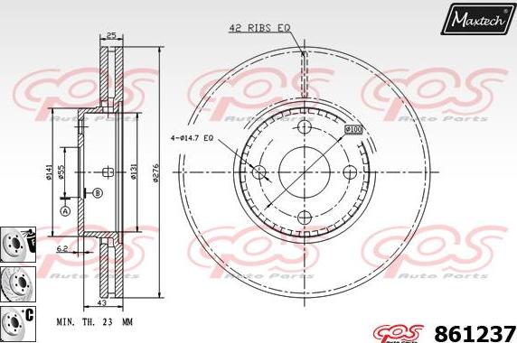 Maxtech 851142 - Тормозной диск autospares.lv