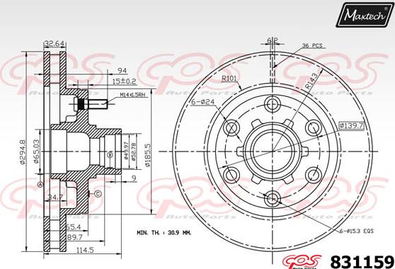 Maxtech 72951024 - Поршень, корпус скобы тормоза autospares.lv