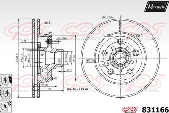 Maxtech 72957046 - Поршень, корпус скобы тормоза autospares.lv