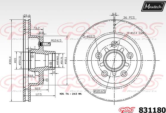 Maxtech 72957047 - Поршень, корпус скобы тормоза autospares.lv