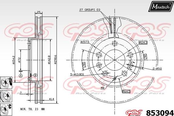 Maxtech 72957029 - Поршень, корпус скобы тормоза autospares.lv