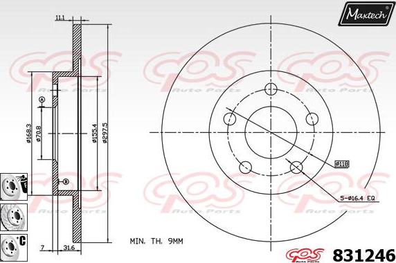 Maxtech 827047 - Тормозной диск autospares.lv