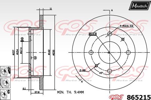 Maxtech 851125 - Тормозной диск autospares.lv