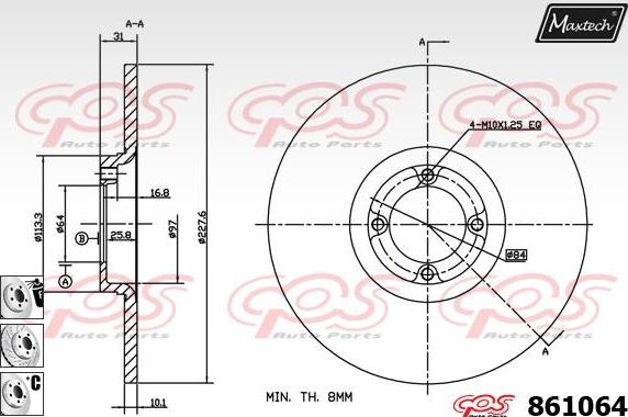 Maxtech 72936017 - Поршень, корпус скобы тормоза autospares.lv