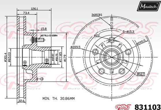 Maxtech 72936030 - Поршень, корпус скобы тормоза autospares.lv