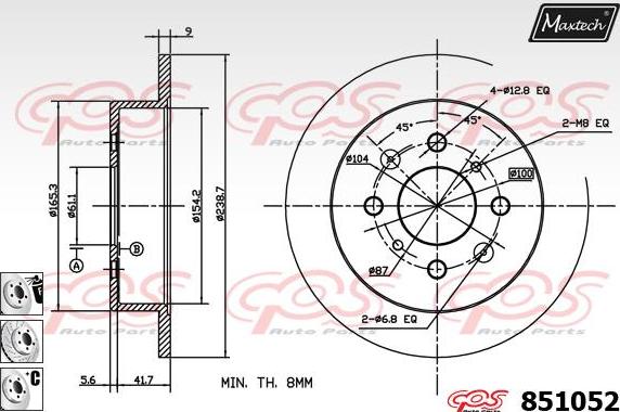 Maxtech 821336 - Тормозной диск autospares.lv