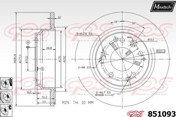 Maxtech 871519 - Тормозной диск autospares.lv
