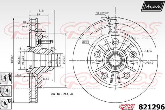 Maxtech 72930017 - Поршень, корпус скобы тормоза autospares.lv