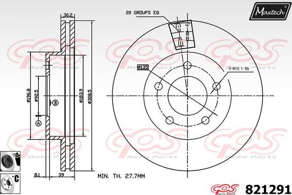 Maxtech 72930021 - Поршень, корпус скобы тормоза autospares.lv