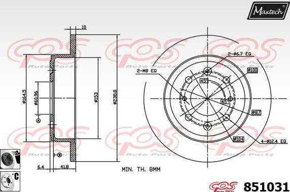 Maxtech 72938045 - Поршень, корпус скобы тормоза autospares.lv