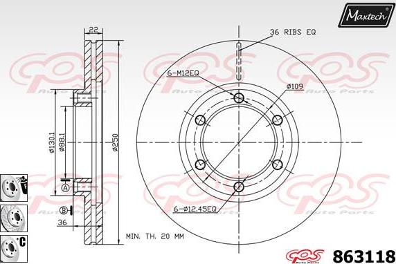 Maxtech 861248 - Тормозной диск autospares.lv