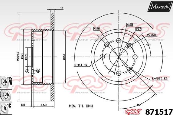 Maxtech 72938005P - Поршень, корпус скобы тормоза autospares.lv