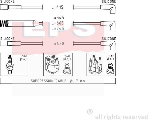 MDR EPS-1500 514 - Комплект проводов зажигания autospares.lv