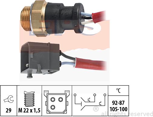 MDR EPS-1850 627 - Термовыключатель, вентилятор радиатора / кондиционера autospares.lv