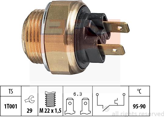 MDR EPS-1850 020 - Термовыключатель, вентилятор радиатора / кондиционера autospares.lv