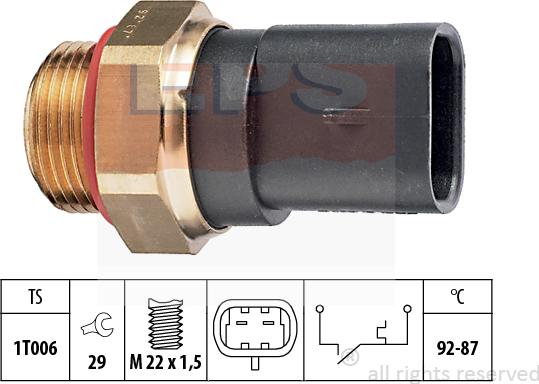 MDR EPS-1850 187 - Термовыключатель, вентилятор радиатора / кондиционера autospares.lv