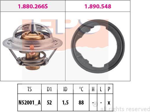 MDR EPS-1880 488 - Термостат охлаждающей жидкости / корпус autospares.lv