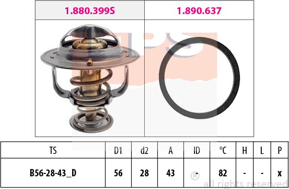 MDR EPS-1880 522 - Термостат охлаждающей жидкости / корпус autospares.lv