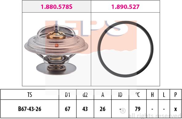 MDR EPS-1880 577 - Термостат охлаждающей жидкости / корпус autospares.lv