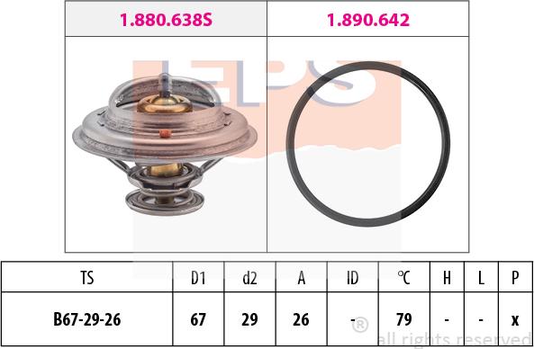 MDR EPS-1880 638 - Термостат охлаждающей жидкости / корпус autospares.lv