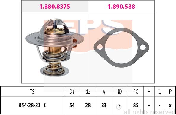 MDR EPS-1880 837 - Термостат охлаждающей жидкости / корпус autospares.lv