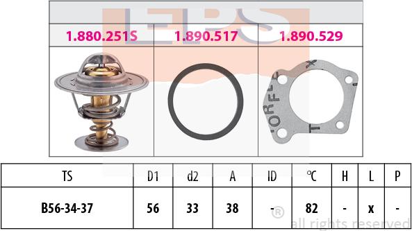 MDR EPS-1880 251 - Термостат охлаждающей жидкости / корпус autospares.lv