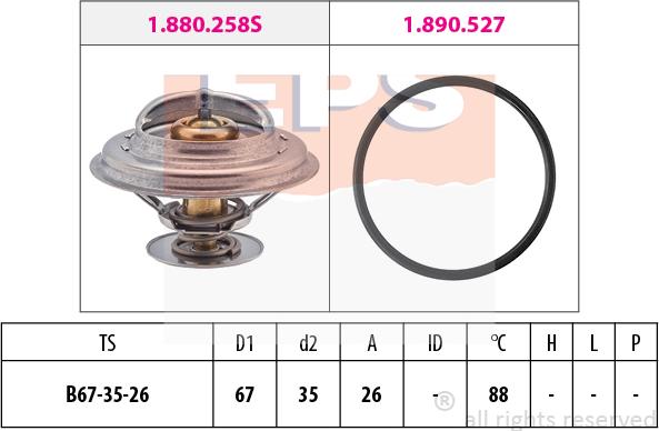 MDR EPS-1880 258 - Термостат охлаждающей жидкости / корпус autospares.lv