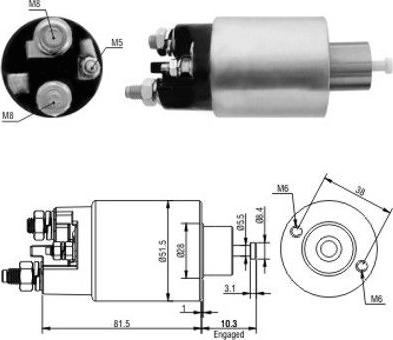 Meat & Doria 46100 - Тяговое реле, соленоид, стартер autospares.lv