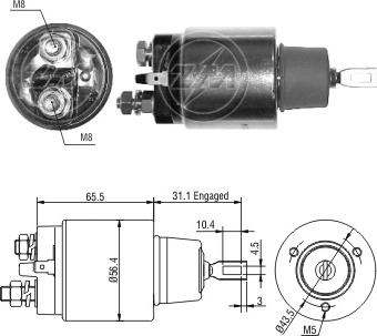 Messmer ZM975 - Тяговое реле, соленоид, стартер autospares.lv