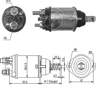 Messmer ZM616 - Тяговое реле, соленоид, стартер autospares.lv