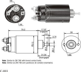 Messmer ZM1760 - Тяговое реле, соленоид, стартер autospares.lv