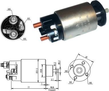 Messmer ZM3993 - Тяговое реле, соленоид, стартер autospares.lv