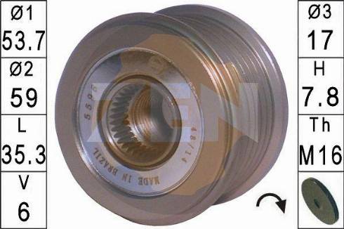 Messmer ZN5596 - Шкив генератора, муфта autospares.lv