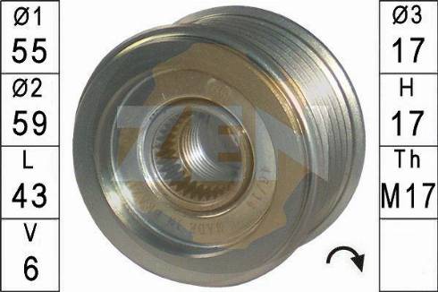 Messmer ZN5585 - Шкив генератора, муфта autospares.lv