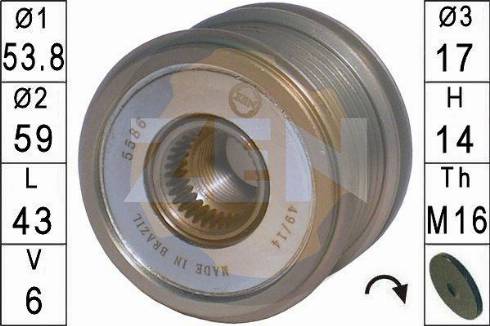 Messmer ZN5586 - Шкив генератора, муфта autospares.lv