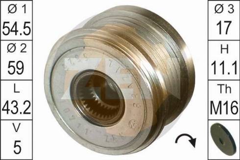 Messmer ZN5525 - Шкив генератора, муфта autospares.lv