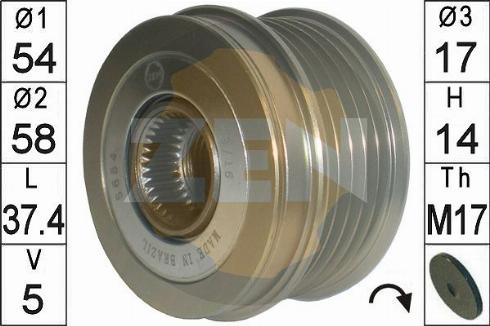 Messmer ZN5654 - Шкив генератора, муфта autospares.lv