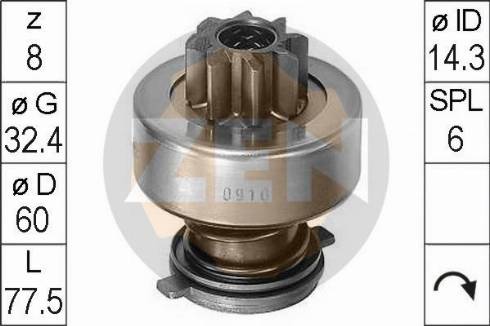 Messmer ZN0910 - Ведущая шестерня, бендикс, стартер autospares.lv